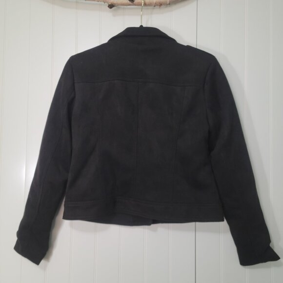 Philosophy Grunge Glam Rock Faux Suede Full Zip Asymmetrical Moto Biker Jacket - Picture 4 of 11